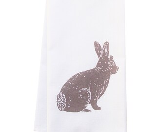 SALE ORGANIC block print bunny towel