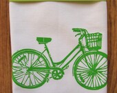 NEW GREEN bike tea towel ORGANIC cotton