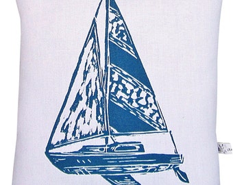 SALE block print sailboat accent squillow pillow
