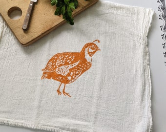 NEW flour sack quail tea towel