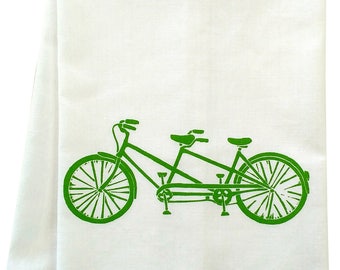 SALE tandem bike tea towel organic cotton