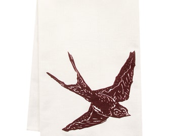 SALE ORGANIC swallow tea towel