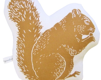 block print squirrel stuffie