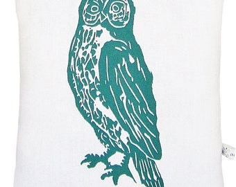 owl accent squillow pillow block print