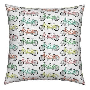 16x16 multi color tandem bike pillow image 1