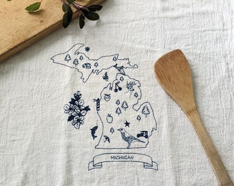 NEW flour sack Michigan tea towel