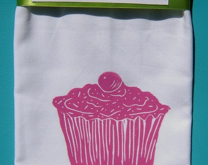 Block Print Cupcake Tea Towel Hand Printed Etsy