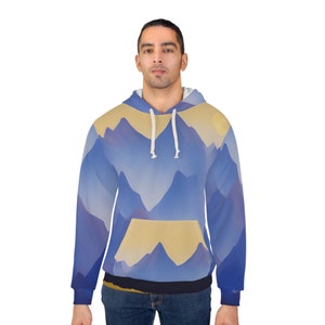 Blauer Landschafts-Pullover-Hoodie Bild 4