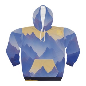 Blauer Landschafts-Pullover-Hoodie Bild 1