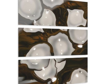 Abstraktes Braun, Weiß, Orange - Acrylglasbilder (Triptychon)