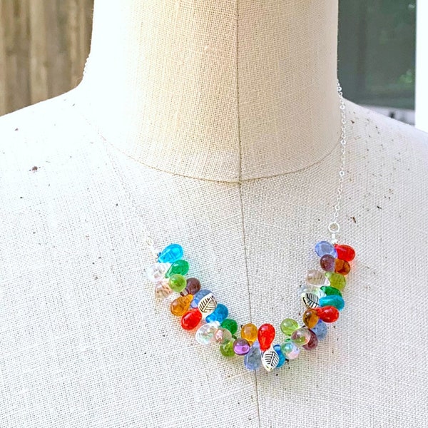 Juicy Fruit - glass bib necklace, statement unique handmade gift for mom, best friend, or bridesmaid, colorful necklace for woman