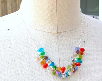 Juicy Fruit - glass bib necklace, statement unique handmade gift for mom, best friend, or bridesmaid, colorful necklace for woman