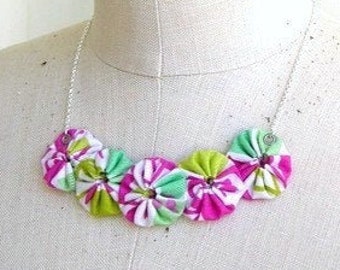 Little Bouquet no.3 - fabric statement necklace - unique handmade gift for mom, best friend, birthday