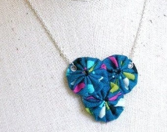 Three Little Birds - fabric statement necklace - unique handmade gift for mom, best friend, birthday