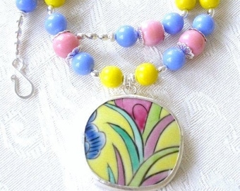Lola - pottery shard necklace, Ming dynasty, unique handmade gift for mom or bridesmaid, repurposed, upcycled jewelry
