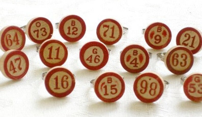 B-I-N-G-O Rings - Handmade With Recycled Vintage Bingo Markers, Great ...