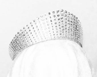 Queen Alexandra Inspired Rhinestone Kokoshnik Tiara - Silver Headband