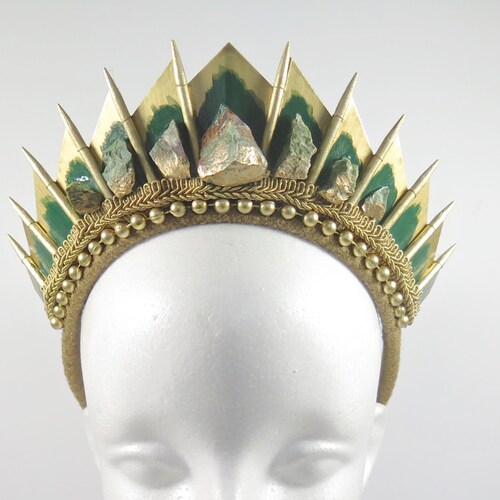 Chrysoprase Golden Blade Crystal Crown - by Loschy Designs shops - MADE TO ORDER, ready to ship in 6-8 days