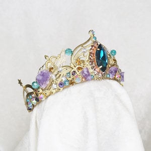 Sagittarius Crown - Gold with Raw Amethyst and Gemstones - by Loschy Designs - MADE TO ORDER, require 7 business days to make
