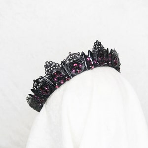 Catherine Crown - Black with Purple Gemstones - by Loschy Designs - MADE TO ORDER, ready to ship in 6-8 days