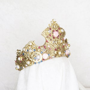 Sleeping Beauty Aurora Inspired Crown - Gold with Gemstones - by Loschy Designs - MADE TO ORDER requires 8 business days to make