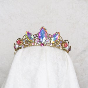 Rapunzel Small Tiara - Gold with Rainbow Gemstones - by Loschy Designs - MADE TO ORDER, ready in 7 days