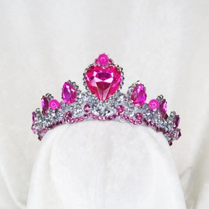 Barbie Princess Charm School Inspired Crown - Silver with Hot Pink Rhinestones - by Loschy Designs