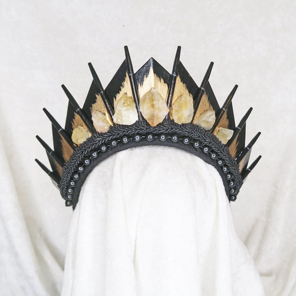 Raw Citrine on Black Blade Crown - by Loschy Designs - MADE TO ORDER, ready to ship in 6-8 days