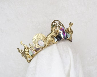 Dinosaur Eleganza Crown - Gold with Amethyst, Citrine and Aventurine - by Loschy Designs READY TO SHIP