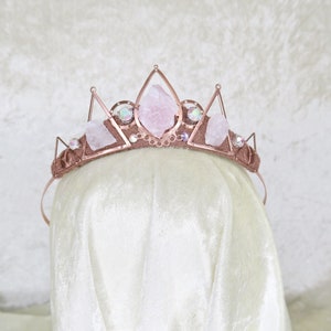 Guinevere Rose Gold Tiara with Rose Quartz Crystals - by Loschy Designs - MADE TO ORDER, ready to ship in 6-8 days