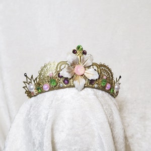 Mulan Inspired Small Tiara - Gold with Gemstones - by Loschy Designs - MADE TO ORDER, ready in 7 days