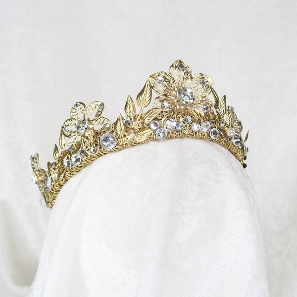 Strathmore Rose Inspired Crown - Gold with Faux Diamonds - by Loschy Designs - MADE TO ORDER, ready to ship in 7 days