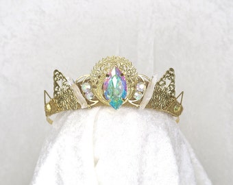 Mars Rainbow Gem Tiara in Gold - Loschy Designs - MADE TO ORDER, ready to ship in 6-8 days