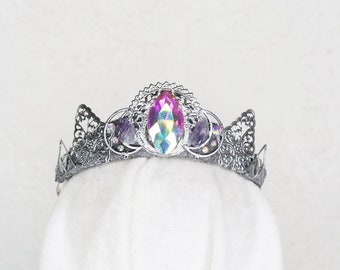 Mars Rainbow Gem Tiara in Silver with Amethyst - Loschy Designs - MADE TO ORDER, ready to ship in 7 business  days