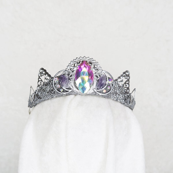 Mars Rainbow Gem Tiara in Silver with Amethyst - Loschy Designs - MADE TO ORDER, ready to ship in 7 business  days