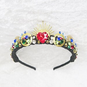 Sacred Heart Crown With Medium Red Heart Rhinestone and Gemstones by Loschy Designs MADE TO ORDER, requires 7 business days to make image 5