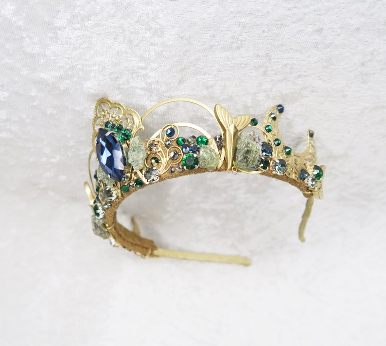 Capricorn Celestial Crown Gold or Silver with Raw Green Apatite and Gemstones by Loschy Designs MADE TO ORDER, ready to ship in 7 days image 4