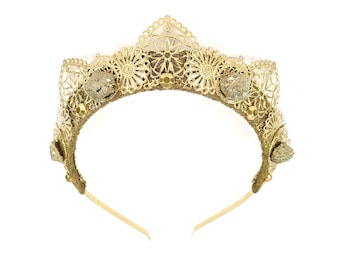 Helena Gold Crown with Raw Pyrite Stones - by Loschy Designs - MADE TO ORDER, ready to ship in 6-8 days