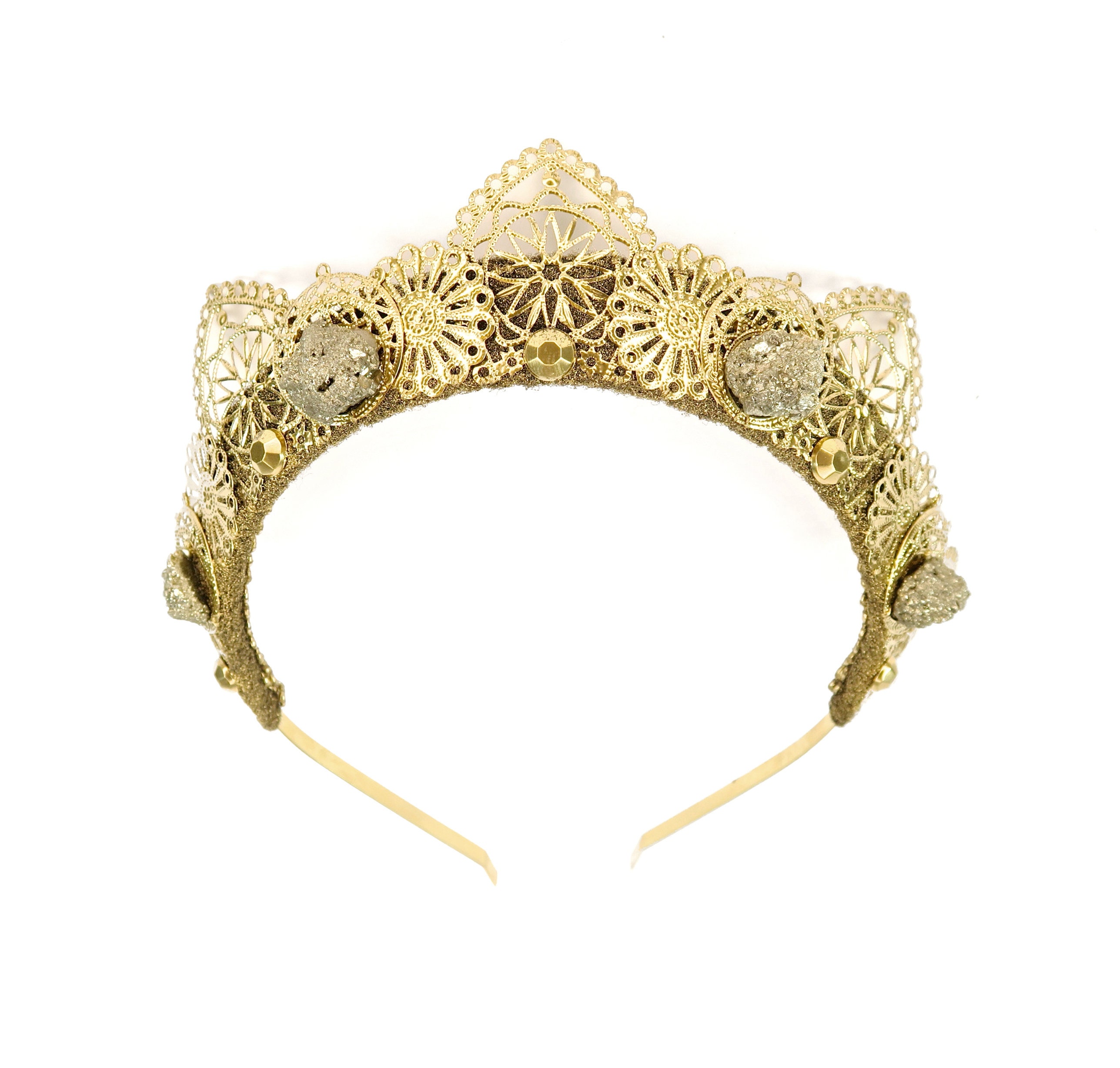Gold Crown With Raw Pyrite Stones – Loschy Designs - Etsy display picture 2
