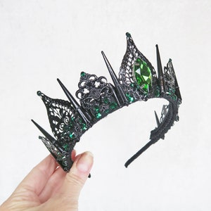 Queen Evil Emerald Black Crown with Green Gemstones by Loschy Designs MADE TO ORDER, ready to ship in 7 days image 8