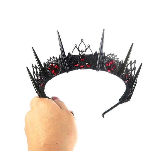 Black Widow Crown - Black Spikes and Red Gemstones - by Loschy Designs