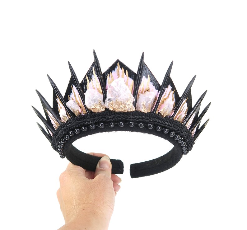 by Loschy Designs Rose Quartz Black Blade Crystal Crown
