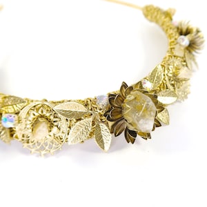 Floral Decadence Crown - Gold with Raw Citrine - by Loschy Designs - READY TO SHIP