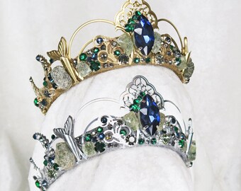 Capricorn Celestial Crown - Gold or Silver with Raw Green Apatite and Gemstones - by Loschy Designs - MADE TO ORDER, ready to ship in 7 days