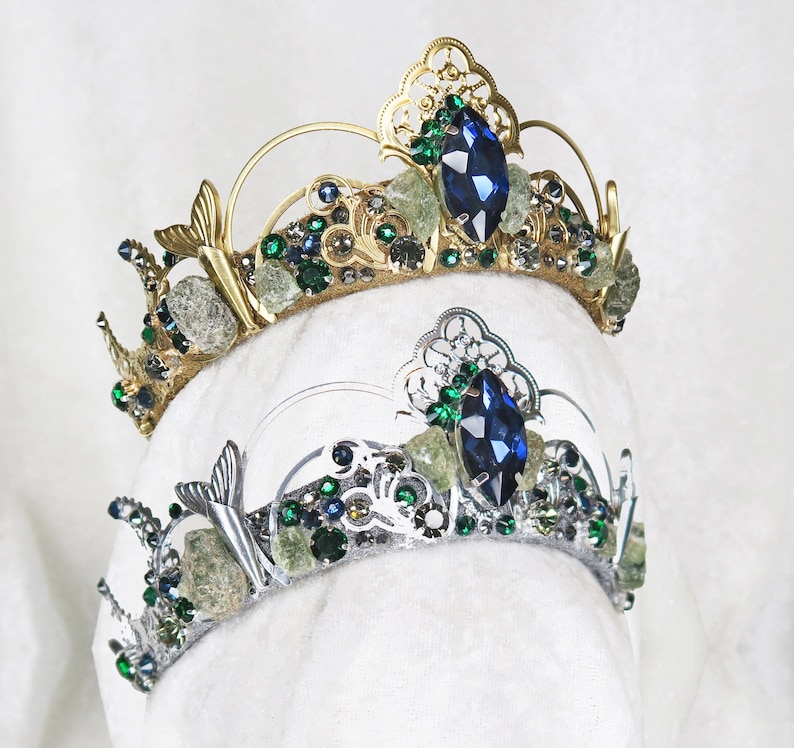 Capricorn Celestial Crown Gold or Silver with Raw Green Apatite and Gemstones by Loschy Designs MADE TO ORDER, ready to ship in 7 days image 1