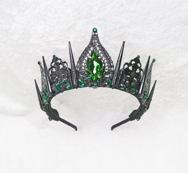 Queen Evil Emerald Black Crown with Green Gemstones by Loschy Designs MADE TO ORDER, ready to ship in 7 days image 5