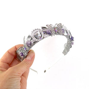 Mariposa Crown - Silver with Raw Amethyst and Gems - by Loschy Designs - MADE TO ORDER, ready to ship in 6-8 days