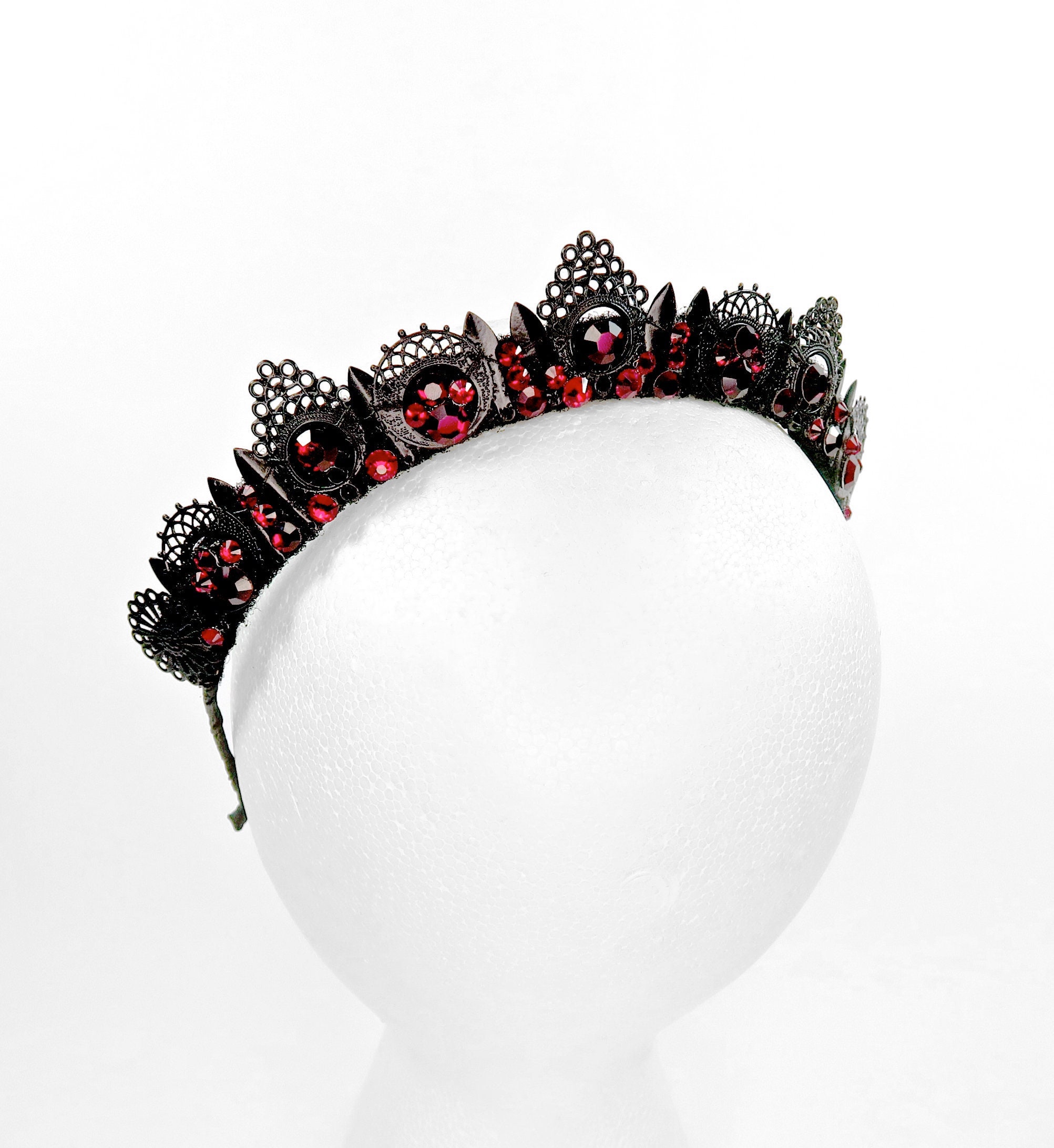 Black Crown With Ruby Red Gemstones - Loschy Designs - Etsy display picture 1