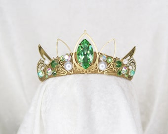 Tinkerbell Tiara – Gold Faux Pearl & Rhinestone Headpiece