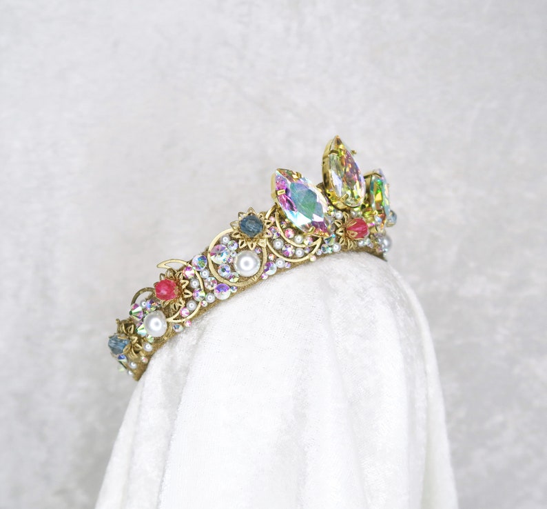 Rapunzel Crown Gold with Rainbow Gemstones by Loschy Designs MADE TO ORDER, ready in 9-10 days image 3